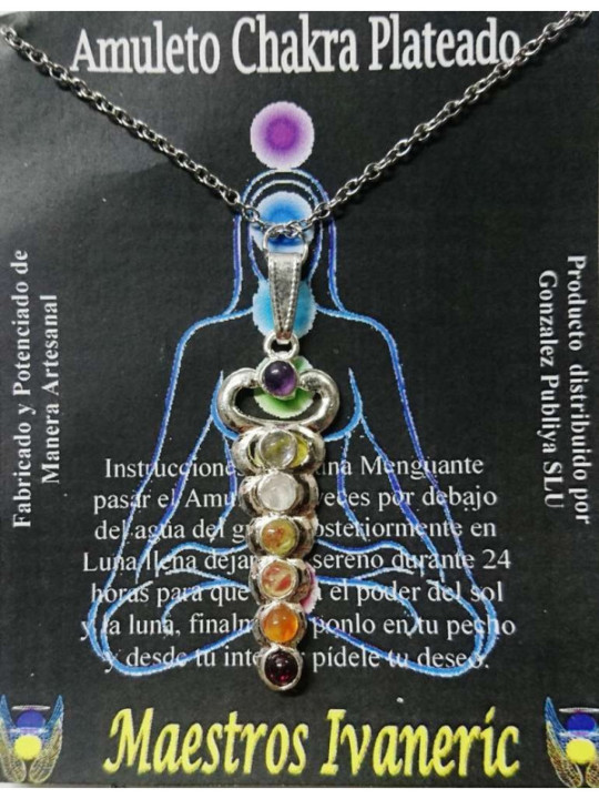 Amuleto Artesano Metal Plateado Caduceo