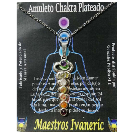 Amuleto Artesano Metal Plateado Caduceo