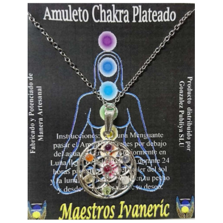Amuleto Artesano Metal Plateado Flor de la Vida