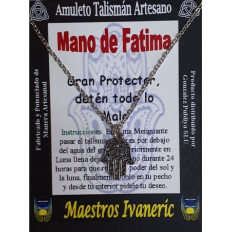 Talismán Artesano Mano de Fatima Pequeña, 2,1 x 1,5 cm