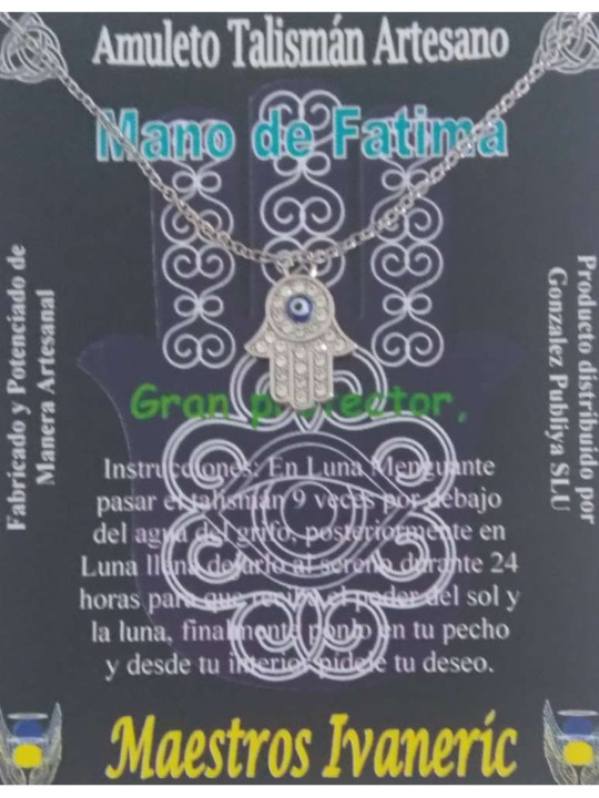 Talismán Artesano Mano de Fátima con Cuarzo y Ojo Turco
