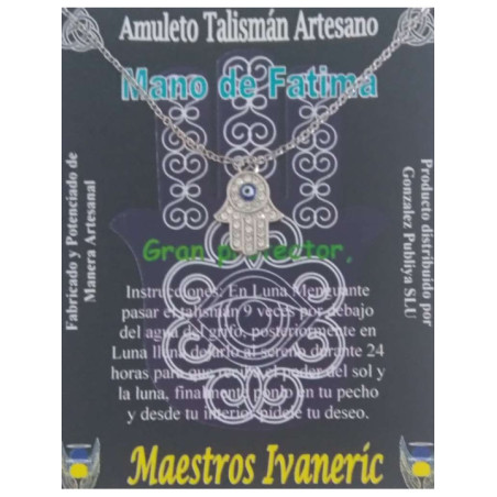 Talismán Artesano Mano de Fátima con Cuarzo y Ojo Turco