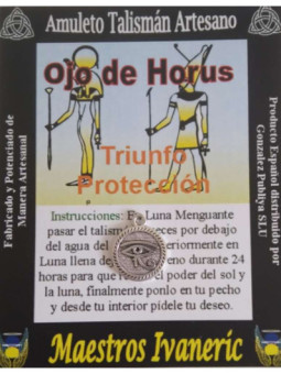 Talismán Artesano Ojo de Horus en Medalla, 1.8 cm de diámetro.