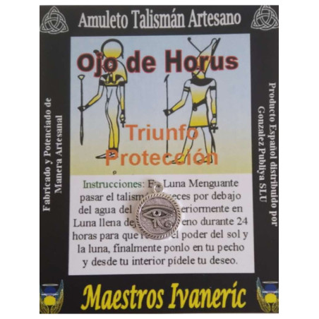 Talismán Artesano Ojo de Horus en Medalla, 1.8 cm de diámetro.