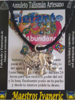 Talismán Artesano Grande Elefante. 2.9 x 3.3 cm con Cordón