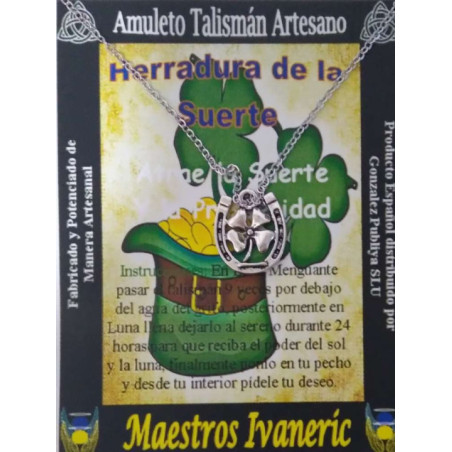 Talismán Artesano Herradura con Trébol, Doble Suerte Rápida