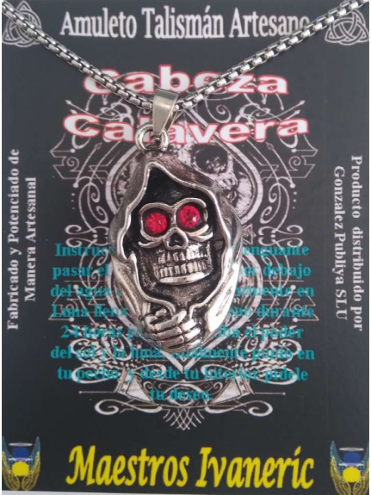 Colgante Cabeza Calavera, Ojos Rojos