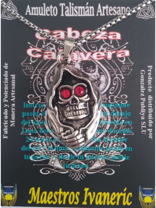 Colgante Cabeza Calavera, Ojos Rojos