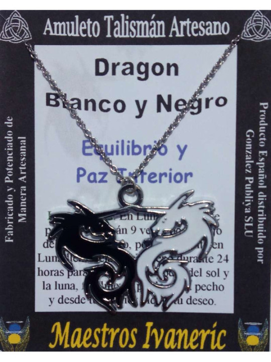 Talismán Artesano Dragón Blanco y Negro
