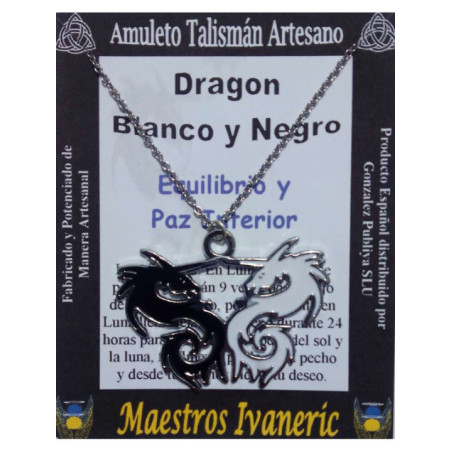 Talismán Artesano Dragón Blanco y Negro