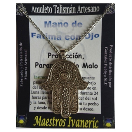 Talismán Artesano Mano de Fatima con Ojo