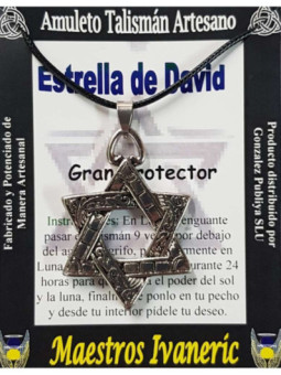 Talismán Artesano Estrella David, 4 x4 con cordón