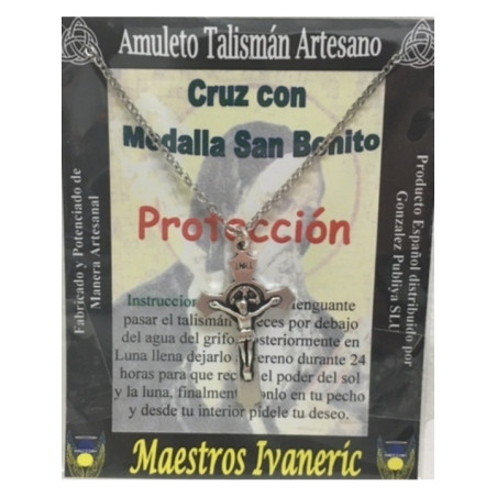 Talismán Artesano Cruz con Medalla de San Benito
