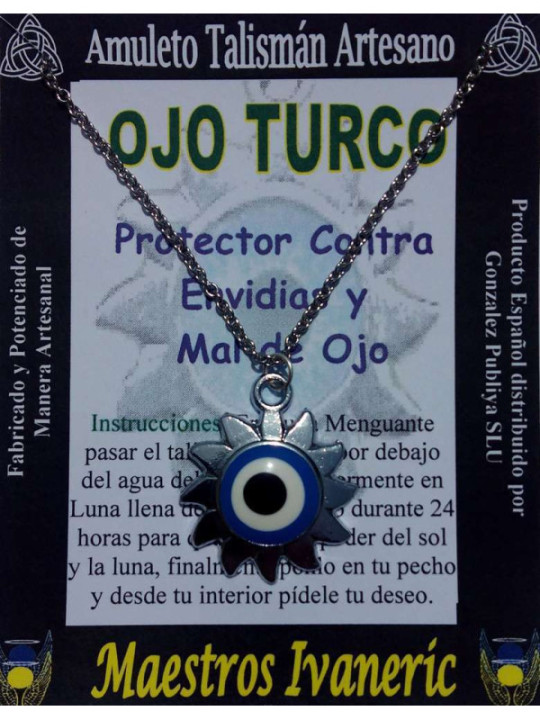 Talismán Artesano Ojo Turco en Metal forma Sol