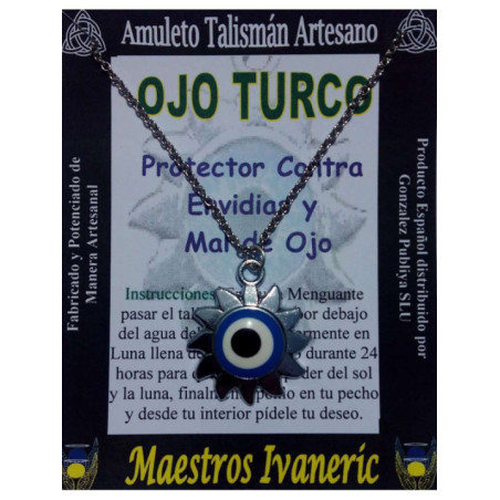Talismán Artesano Ojo Turco en Metal forma Sol