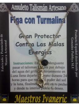 Talismán Artesano Puño Figa Con Turmalina