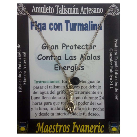 Talismán Artesano Puño Figa Con Turmalina