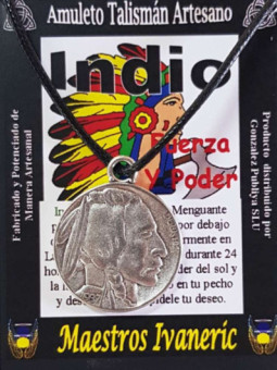 Talismán Artesano Indio, reverso Búfalo medalla grande