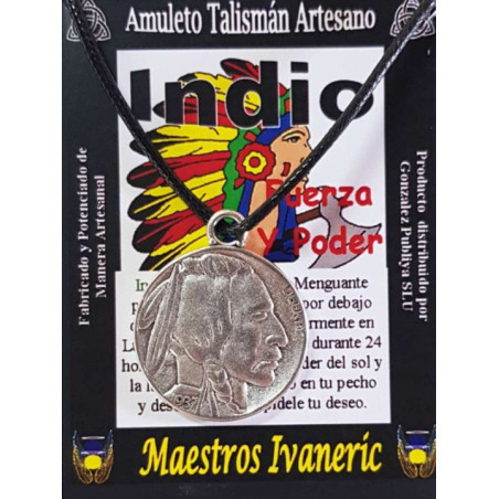 Talismán Artesano Indio, reverso Búfalo medalla grande