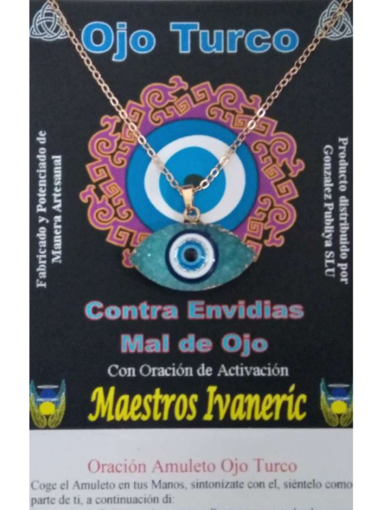Amuleto Ojo Turco de Resina con Metal, Azul Turquesa