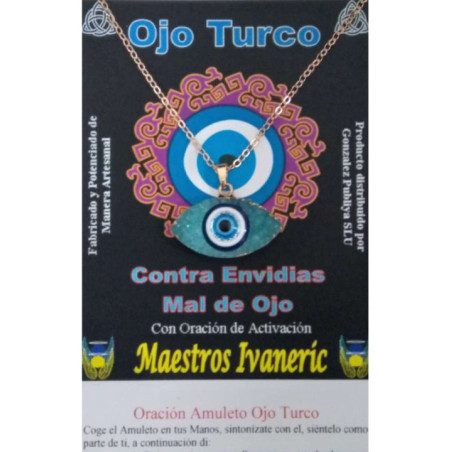 Amuleto Ojo Turco de Resina con Metal, Azul Turquesa