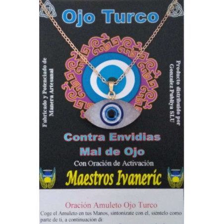 Amuleto Ojo Turco de Resina con Metal, Blanco