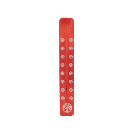 Soporte de Incienso Rojo de Madera Diseño Árbol de la Vida