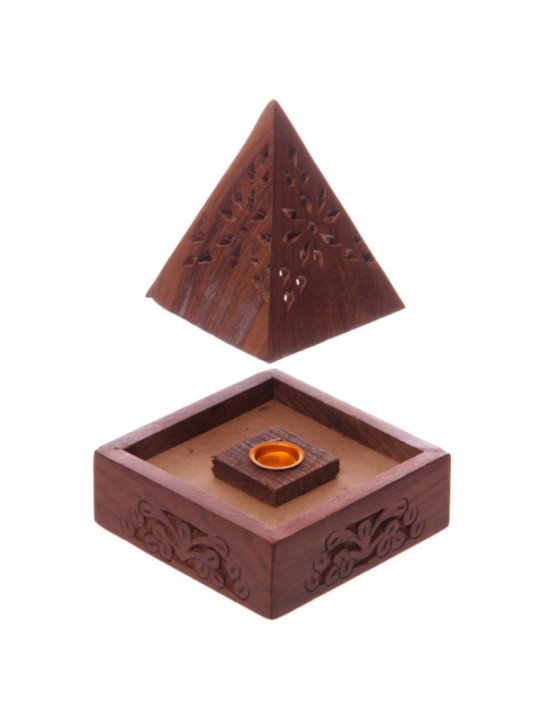 Caja quemador de Incienso, Pirámide de Madera Sheesham, (Comprando 3 a 2,40)
