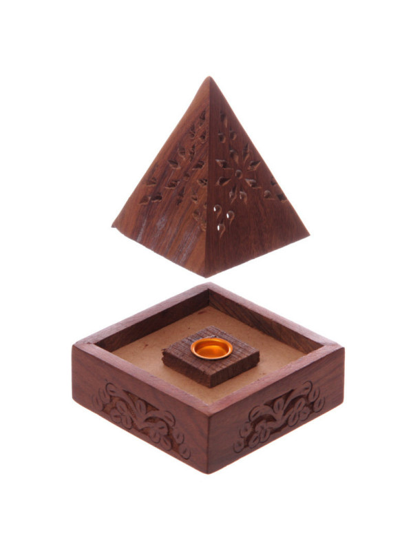 Caja quemador de Incienso, Pirámide de Madera Sheesham, (Comprando 3 a 2,40)