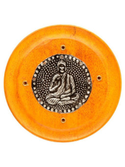 Quemador de Incienso Calabaza Redondo de Madera de Mango, Buda