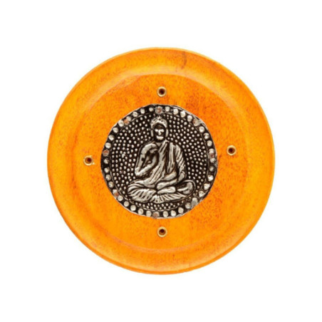 Quemador de Incienso Calabaza Redondo de Madera de Mango, Buda