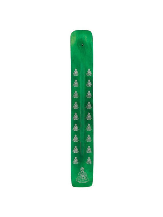 Soporte de Incienso Verde de Madera Diseño Buda