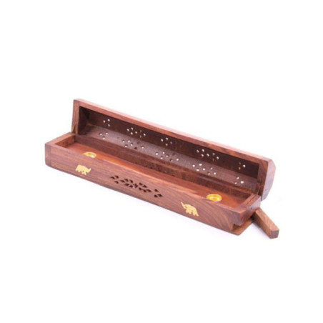 Caja Madera de Sheesham Quemador de Incienso Elefantes