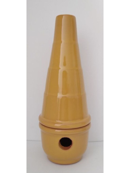 Incensario Artesanal Cartuja Esmaltado Amarillo 18cm