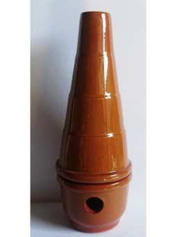 Incensario Artesanal Cartuja Esmaltado Marrón 18cm