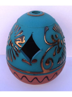 Incensario Artesanal Forma de Huevo Azul 10-12cm