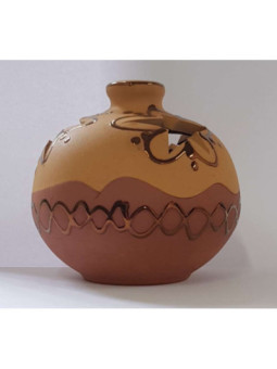 Incensario Artesanal Joyero de Barro Amarillo 10cm