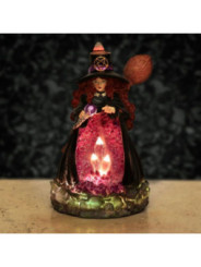 Quemador de Incienso en Cono de Reflujo Cueva de la bruja con Cristales y luz Led, altura 18 cm