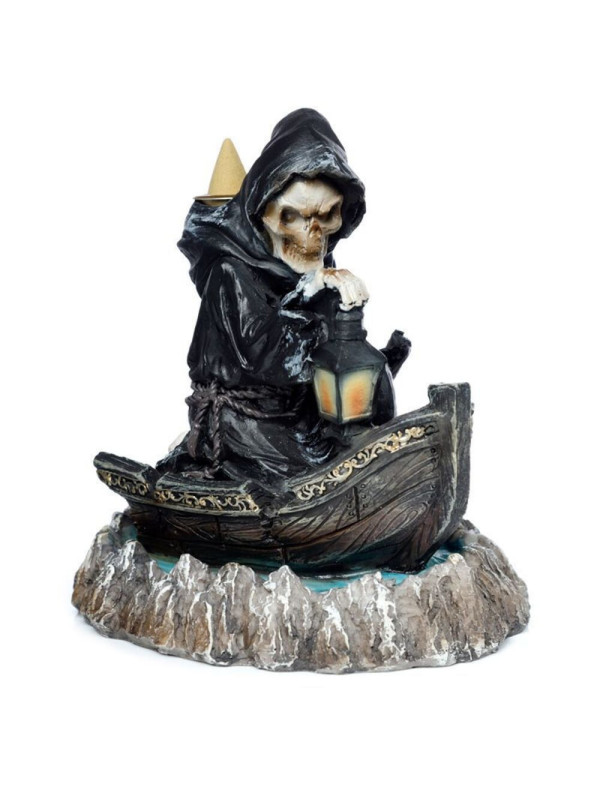 Quemador de Incienso en Cono de Reflujo el Barquero de la Muerte, altura 16.5 cm x 15 ancho