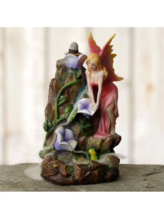 Quemador de Incienso en Cono de Reflujo Hada del Jardín Floral, altura 19.5 cm x 10.5 ancho