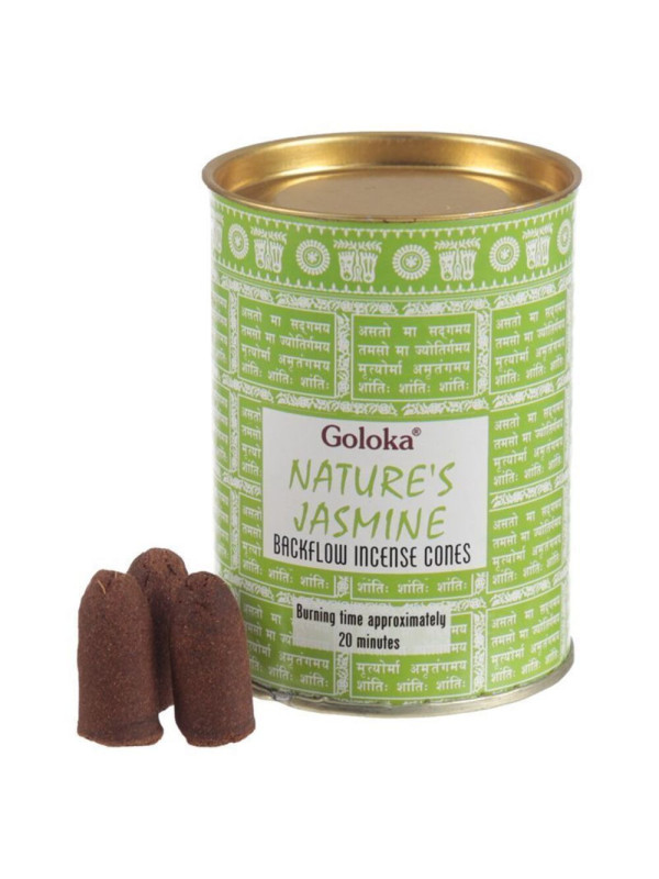 Incienso Goloka en Cono de Reflujo. Jazmín