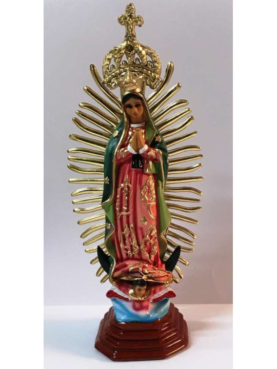 Imagen Artesana en Resina Virgen Guadalupe Mexicana 28cm
