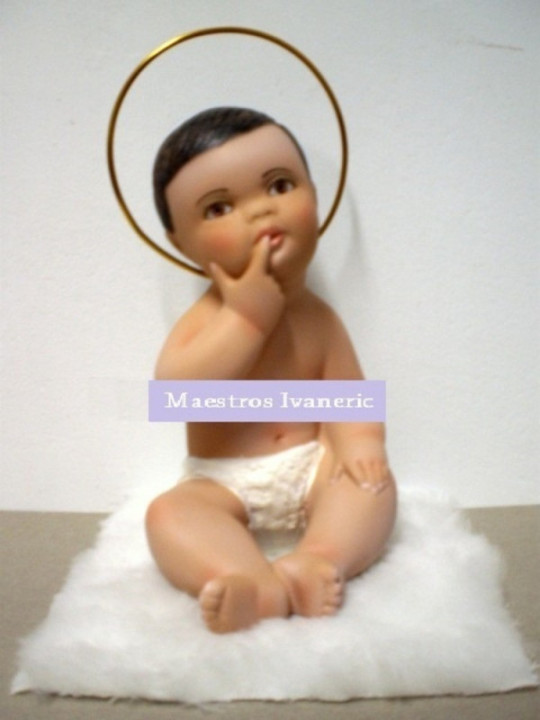 Niño Jesús con Piel, Pensando. 15cm