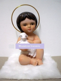 Niño Jesús con Piel 15cm con Oveja
