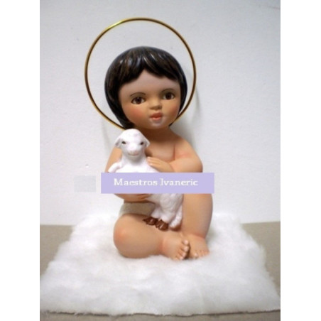 Niño Jesús con Piel 15cm con Oveja