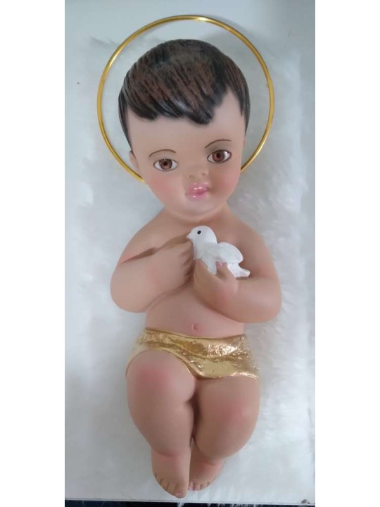 Niño Jesús acostado con piel de 20cm.