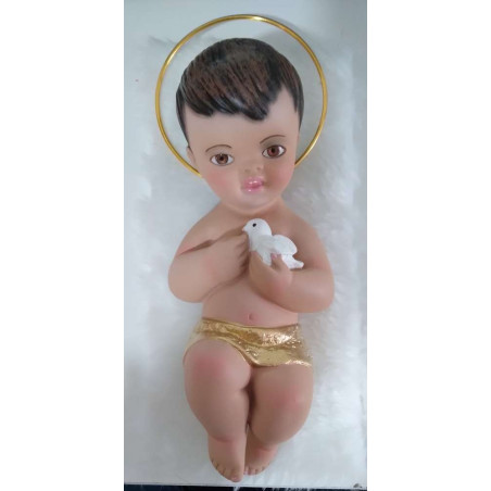 Niño Jesús acostado con piel de 20cm.