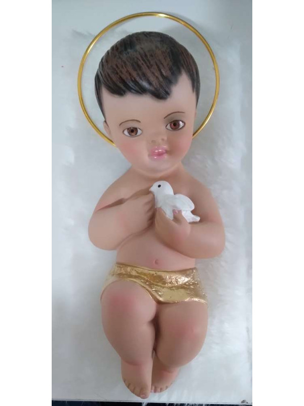 Niño Jesús acostado con piel de 20cm.