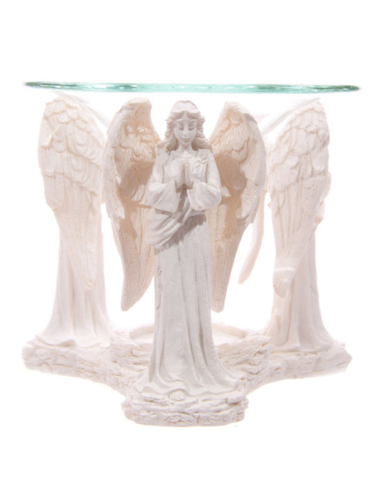 Quemador de Aceite Ángel Blanco Rezando. 10 cm altura x 12 cm ancho