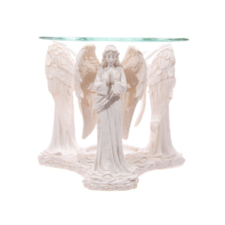 Quemador de Aceite Ángel Blanco Rezando. 10 cm altura x 12 cm ancho